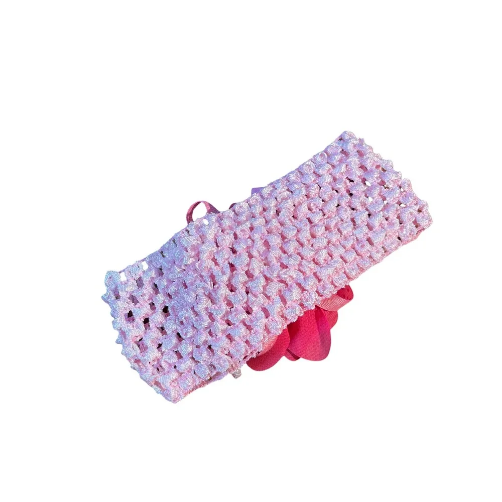 Baby Girl Pink Crochet Headband Hot Pink Flower Infant Toddler‎ Hair Accessory